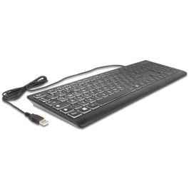 DeLOCK 12170 Teclado USB Alámbrico QWERTZ Alemán con Retroiluminación LED RGB y Teclas XXL Grandes Negro 1.5m