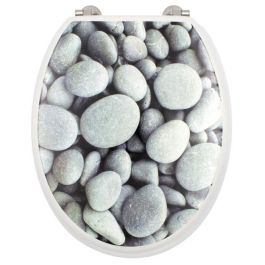 Asiento de inodoro con piedras de playa - Gris