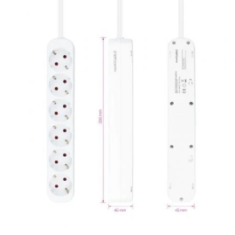 Nano Cable Regleta 10.37.0006-NS con 6 Tomas de Corriente y Protección Infantil Blanca 1.4m