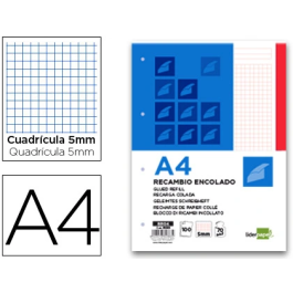 Liderpapel Bloc encolado Din A4 Cuadrícula 5mm Rojo Natural 100 Hojas 70 g/m2 Precio: 19.49999942. SKU: B1BWAD4FLJ
