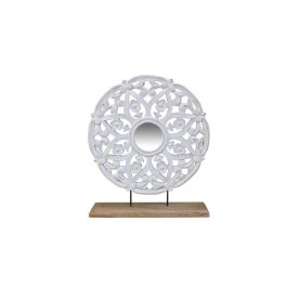 DKD Home Decor Espejo Decorativo Romántico con Marco de Madera de Mango Blanco y Marrón, 47x40x9 cm, Set 2 Unidades Precio: 28.82946. SKU: B1HDX29A72