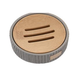 DKD Home Decor Jabonera Gris Cemento y Bambú 11x11x2.5 cm Precio: 6.69000046. SKU: S3041010