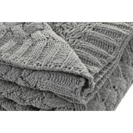 DKD Home Decor 2c25 Manta de Poliéster de Punto para Sofá Gris Claro Urban 170 x 130 cm 400 gsm (2 Unidades)