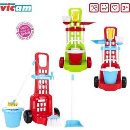 Vicam Carro de Limpieza Grande con Escoba, Fregona, Cubo y Recogedor - Modelos Surtidos