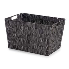 Kipit Cesta de Tela Cónica Rectangular con Asas Grande Negro 35x25x20 cm (Set de 12)