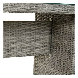 DKD Home Decor Sofá de Jardín y Terraza Gris 204x267x90 cm Set 4 Piezas Desmontable con Cojines Ratán Sintético