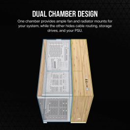 Corsair CC-9011288-WW Caja Gaming ATX Midi Tower Cristal Templado y Madera Bambú Blanca