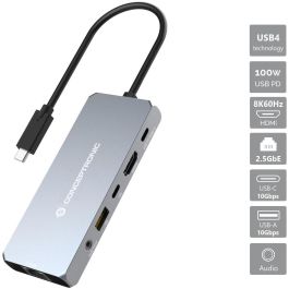 Conceptronic Docking Station USB4 6 en 1 con HDMI 8K 60Hz, 2.5GbE, USB-C PD 100W, USB-C 10Gbps, USB-A 10Gbps y Audio