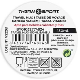 Termo Travel Mug 450 ml Bambú - Thermosport (9 Unidades) Termo Travel Mug 450 ml Bambú - Thermosport (9 Unidades)