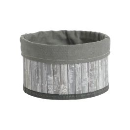 DKD Home Decor Cesta Set de 4 (2 Unidades) Gris Blanco Bambu Poliester Algodon MDF 30 x 17 x 30 cm