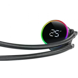 Mars Gaming Refrigeración Líquida ML-LCD360 Negro, AIO ARGB con Pantalla LCD, 3 Ventiladores 120mm FDB, TDP 600W, Radiador 360mm, Compatible Intel y AMD