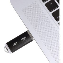 Silicon Power B02 Memoria USB 3.1 de 64GB, USB tipo A, 3.2 Gen 1 (3.1 Gen 1), compatible con Mac/Linux, color Negro