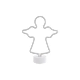 DKD Home Decor Decoración Navideña Luminosa Ángel Tradicional Blanco LED 8 x 29.5 x 23.5 cm a Pilas AA
