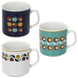 Home Deco Factory Mug 300 Ml Retro Tulipanes Manzanas Flor Bola