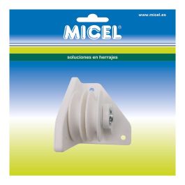 Micel Polea Lateral TLD20 92581 para Pergola para Dos Cuerdas de 8mm en Nylon Acabado Blanco