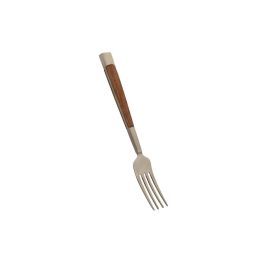 DKD Home Decor Cubertería Básicos Acero Inoxidable y Madera Acacia Natural Plateado - Set de 16 Piezas