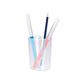 Q-connect Cubilete Portalapices Transparente Plástico Diámetro 75 mm Alto 100 mm