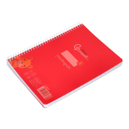 Liderpapel Cuaderno Espiral A5 Pautaguía 80 Hojas 90gr Cuadro Pautado 3 mm con Margen Color Rojo