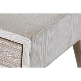 DKD Home Decor Mesa Centro Boho Blanco Natural Madera de Abeto y Algodón 110x60x50 cm