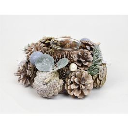 DKD Home Decor Portavelas Navidad Fantasia Natural Blanco Piña Cristal 19 x 19 x 9 cm (2 Unidades) Precio: 9.5000004. SKU: B18SN9WKEL