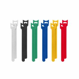 Lanberg Tiras Velcro Pack 12 Unidades - Organizador de Cables, 12 mm x 15 cm, Negro/Blanco/Azul/Verde/Amarillo/Rojo, Velcro