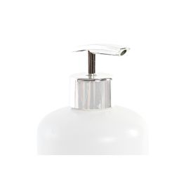 DKD Home Decor Dosificador Blanco Plateado Cristal y ABS 8 x 14 x 8 cm Capacidad 350ml (12 Unidades)