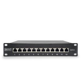 Digitus Patch Panel 1U 12 Puertos Cat6 Clase E Apantallado RJ-45 Negro para Montaje en Rack