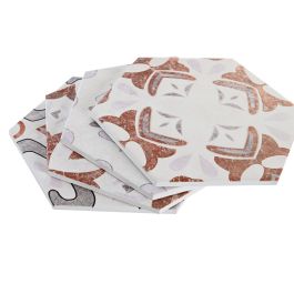 DKD Home Decor Posavasos Arabe Gris Azul Dolomite Corcho Set de 4 10.8 x 10.8 x 0.7 cm