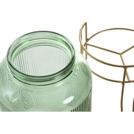 DKD Home Decor Dispensador Bebidas Glam Verde Dorado 4L Cristal y Metal 16x16x24.6 cm