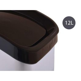 Papelera de plástico basculante plateada 12L Berilo 28x35x22 cm (6 Unidades)
