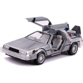 Coche de metal dlorean regreso al futuro ii con luz escala 1:24 30x15x11 cm