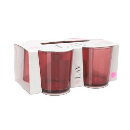 LAV Set de 4 Vasos Pinta, 340 ml, Color Rojo, 8.5 cm de Diámetro x 9 cm de Altura, Vidrio (6 Cajas)