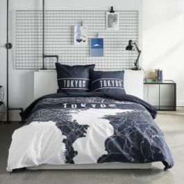Today TOD3574641268633 Juego de Cama JAVA Algodón 240x220 cm para 2 Personas Estampado Tokio Azul Oscuro