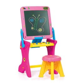 Molto Pupitre Infantil Pizarra de Tiza y Escritorio Rosa 90 cm de Plástico con 16 Accesorios Educativos, para Niños y Niñas 3+ Años