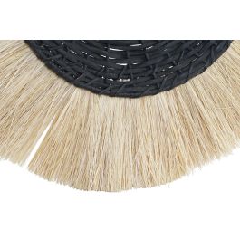 DKD Home Decor Lámpara Aplique de Pared Estilo Colonial con Pantalla de Yute y Cuerpo de Hierro 42x42cm Natural Negro E14 25W