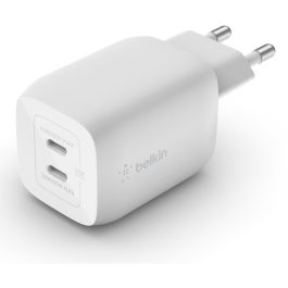 Belkin WCH013VFWH Cargador Interior con 2 Puertos USB Tipo C, Carga Rápida, Compatible con Portátil, Smartphone y Tableta, Blanco