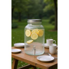 Inde Tarro Dispensador de Vidrio Lines con Grifo, 6 Litros, 18 x 31.5 cm