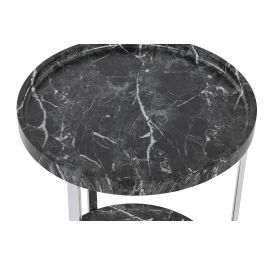 DKD Home Decor Mesita Auxiliar Negro Mármol MDF Acero Inoxidable 40x40x53 cm