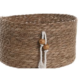 DKD Home Decor Cesta de Almacenaje Básicos de Fibra Natural 30x30x15 cm - Set de 3 Cestas Decorativas