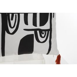 DKD Home Decor Cojin Africano Etnico Colonial Blanco Negro 45 x 45 cm Poliester (4 Unidades)