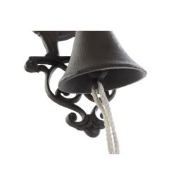 DKD Home Decor Campana de Hierro Colado con Cuerda para Terraza y Jardín Marrón Oscuro, Pack de 2 Unidades, 15x24x14 cm