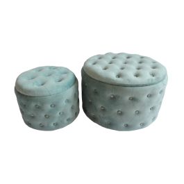 DKD Home Decor Reposapiés Glam Verde Set de 2 con Capitoné. Materiales: Poliéster y MDF. Dimensiones: 70cm Ancho x 70cm Fondo x 42cm Alto. Precio: 117.81528. SKU: B179BJ2RC9