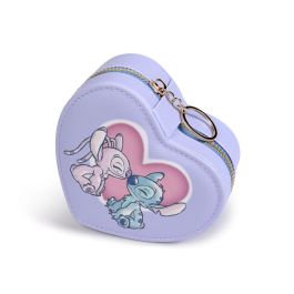 Disney Joyero Corazón Angel & Stitch con Cremallera y Dos Compartimentos para Viaje