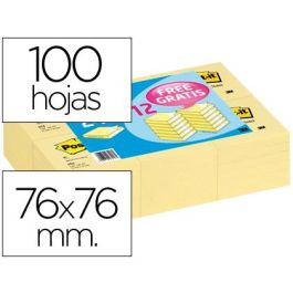 Post-It Bloc Notas 654 Canary Yellow 100H 76x76 Paquete 24 Ud + 12 Ud Gratis