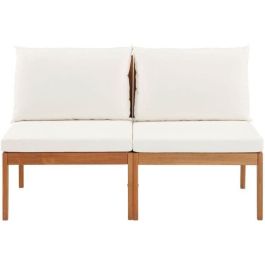 Banco de jardín ALMA de madera de acacia FSC con cojines - 2 personas - Blanco