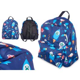 Mochila Infantil Espacial Pincello 22x28x12 cm - Estampado colorido (12 Unidades)