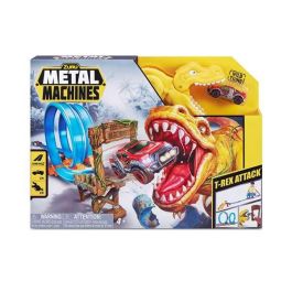 Pista metal machines dinosaurio, con 2 loopings, inlcuye 1 coche 40x30x8cm