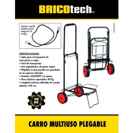 Bricotech Carro Multiuso 40 Kgs con Dimensiones 37 x 60 x 14 cm y Peso de 9.36 Kgs