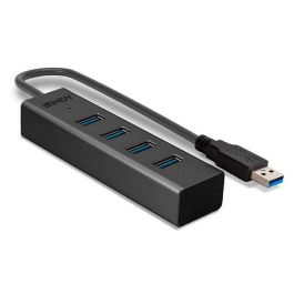 Lindy Concentrador USB 3.0 de 4 puertos SuperSpeed 5Gbps USB Tipo A Alimentado por Bus Retrocompatible con USB 2.0/1.1 Cable Integrado