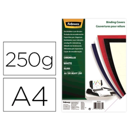 Fellowes Tapa Encuadernación A4 Cartón Brillo Blanco Chromolux 250 gr Pack 100 Unidades Precio: 12.50000059. SKU: B1B6YSFH2X